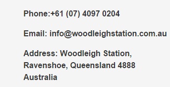 Phone: +61 (07) 4097 0204, Email: infoREMOVE THIS@woodleighREMOVETHISstation.com.au, Address: Woodleigh Station, Ravenshoe, Queensland 4888 Australia